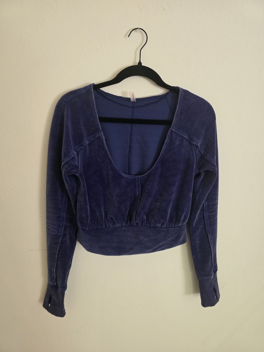 FP Movement by Free People Purple Velvet Scoop-Neck Cropped Top